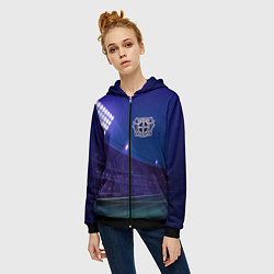 Толстовка на молнии женская Bayer 04 ночное поле, цвет: 3D-черный — фото 2