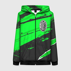 Толстовка на молнии женская AC Milan sport green, цвет: 3D-черный