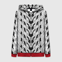 Толстовка на молнии женская Белая техно броня, цвет: 3D-красный
