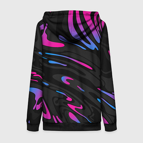 Женская толстовка на молнии Неоновые разводы - фиолетовый / 3D-Черный – фото 2