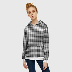 Толстовка на молнии женская Серо-белый клетчатый, цвет: 3D-белый — фото 2
