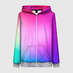 Толстовка на молнии женская Colorful gradient, цвет: 3D-меланж