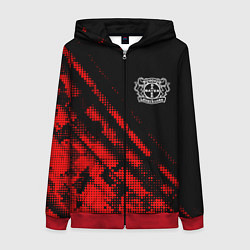 Толстовка на молнии женская Bayer 04 sport grunge, цвет: 3D-красный