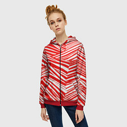 Толстовка на молнии женская Упавшая полоска, цвет: 3D-красный — фото 2
