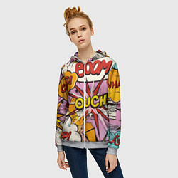 Толстовка на молнии женская Oops-boom: комикс бум, цвет: 3D-меланж — фото 2