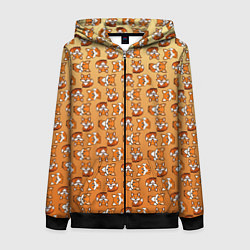 Толстовка на молнии женская Паттерн из милых лисят, цвет: 3D-черный