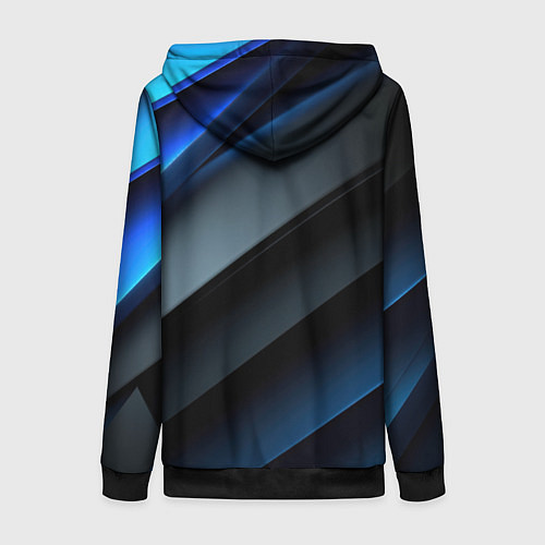 Женская толстовка на молнии Темная синяя стильная абстракция на черном фоне / 3D-Черный – фото 2