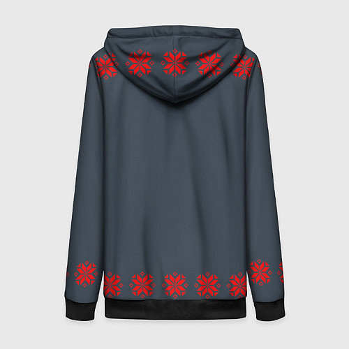 Женская толстовка на молнии Этно - темный / 3D-Черный – фото 2