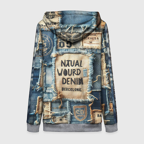 Женская толстовка на молнии I love Barcelona - пэчворк / 3D-Меланж – фото 2