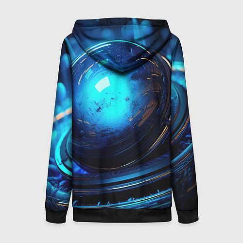 Женская толстовка на молнии Кислотная синяя яркая неоновая абстракция / 3D-Черный – фото 2