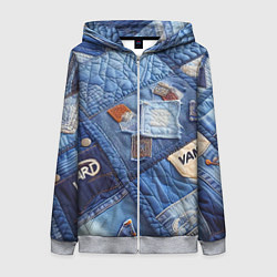 Женская толстовка на молнии Vanguard jeans patchwork - ai art