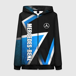 Толстовка на молнии женская Mercedes - blue metal, цвет: 3D-черный