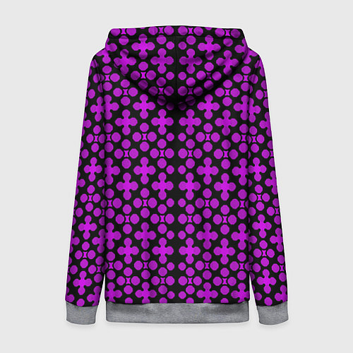 Женская толстовка на молнии Розовые четырёхлистники на чёрном фоне / 3D-Меланж – фото 2