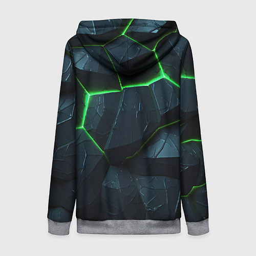 Женская толстовка на молнии Abstract dark green geometry style / 3D-Меланж – фото 2