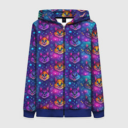 Толстовка на молнии женская Furry anime face, цвет: 3D-синий