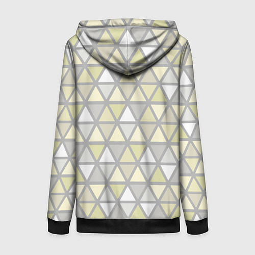 Женская толстовка на молнии Паттерн геометрия светлый жёлто-серый / 3D-Черный – фото 2