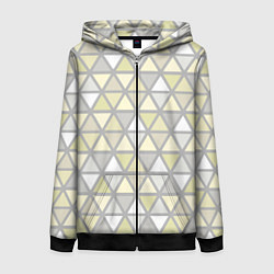 Толстовка на молнии женская Паттерн геометрия светлый жёлто-серый, цвет: 3D-черный