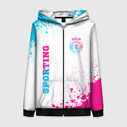 Женская толстовка на молнии Sporting neon gradient style вертикально