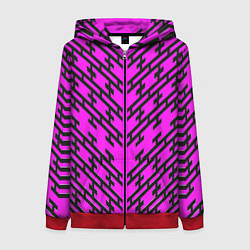 Женская толстовка на молнии Чёрные полосы на розовом фоне