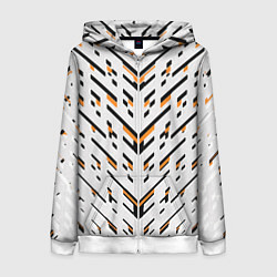 Толстовка на молнии женская Чёрные и жёлтые полосы на белом фоне, цвет: 3D-белый