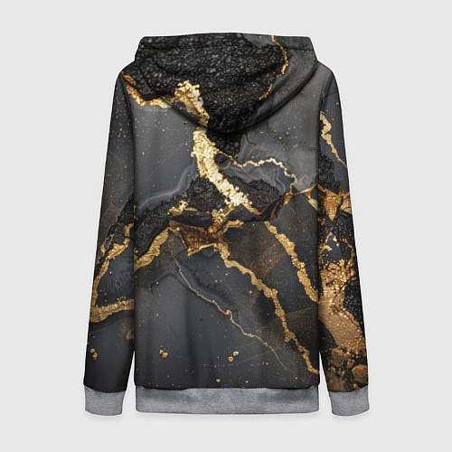 Женская толстовка на молнии Золото и черный агат / 3D-Меланж – фото 2