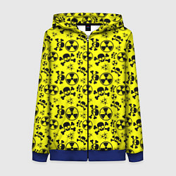 Женская толстовка на молнии Опасные знаки со скелетами паттерн