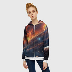 Толстовка на молнии женская Млечный путь космос, цвет: 3D-белый — фото 2