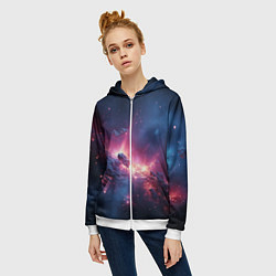 Толстовка на молнии женская Взрыв в космосе, цвет: 3D-белый — фото 2