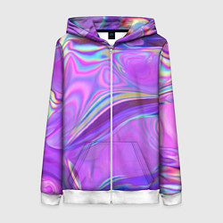 Толстовка на молнии женская Неоновый розовый бензин, цвет: 3D-белый