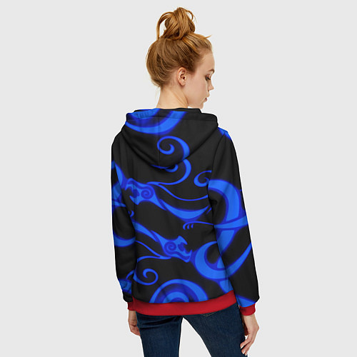 Женская толстовка на молнии Призрачное тату дракона / 3D-Красный – фото 4