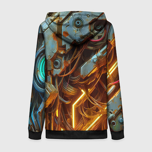 Женская толстовка на молнии Cyber armor - ai art / 3D-Черный – фото 2