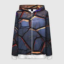 Толстовка на молнии женская Темная абстрактная объемная плитка, цвет: 3D-белый