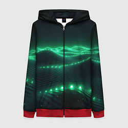 Толстовка на молнии женская Круглый зеленый мистический фон, цвет: 3D-красный