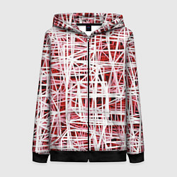 Толстовка на молнии женская Хаотичный кубический каркас в красном тумане, цвет: 3D-черный