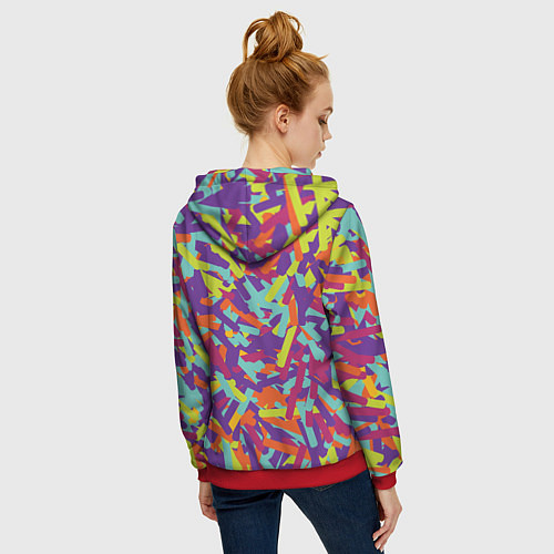 Женская толстовка на молнии Конфитти / 3D-Красный – фото 4