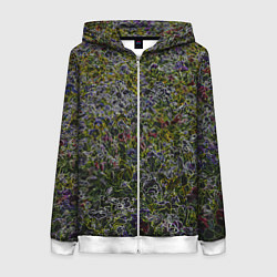 Толстовка на молнии женская Абстрактные разноцветные контуры, цвет: 3D-белый