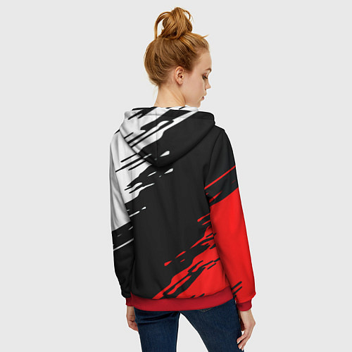Женская толстовка на молнии Герб РФ краски текстура абстрактные / 3D-Красный – фото 4