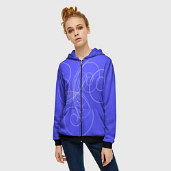 Толстовка на молнии женская Спирали расходящиеся в стороны, цвет: 3D-черный — фото 2