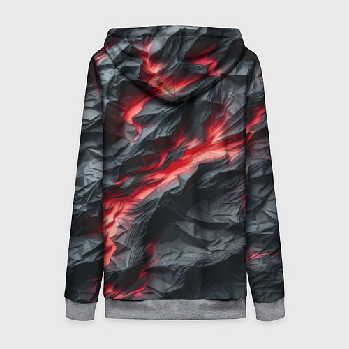 Женская толстовка на молнии Раскаленная лава на горных камнях / 3D-Меланж – фото 2