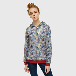 Толстовка на молнии женская Волки паттерн, цвет: 3D-красный — фото 2