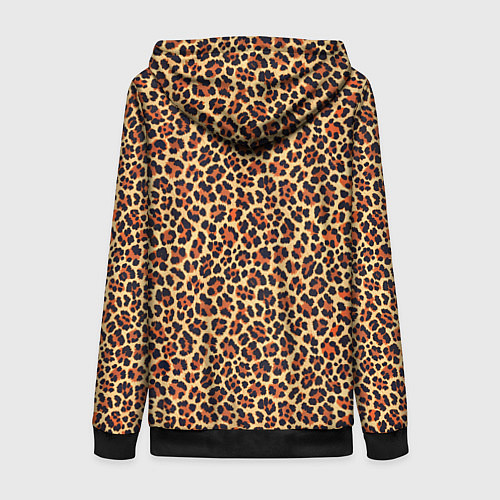 Женская толстовка на молнии Леопардовый узор текстура-шкура / 3D-Черный – фото 2
