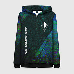 Толстовка на молнии женская No Mans Sky glitch blue, цвет: 3D-черный