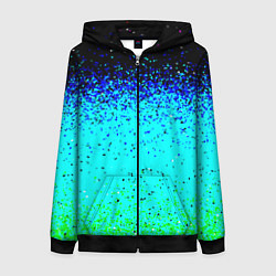Толстовка на молнии женская Пикселизация неоновых цветов, цвет: 3D-черный