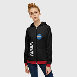 Толстовка на молнии женская NASA logo usa space, цвет: 3D-красный — фото 2