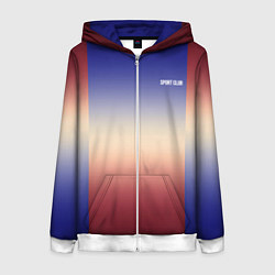 Женская толстовка на молнии Красный-синий градиентный узор