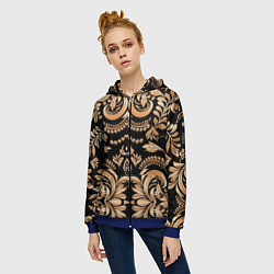 Толстовка на молнии женская Славянский этнический узор, цвет: 3D-синий — фото 2