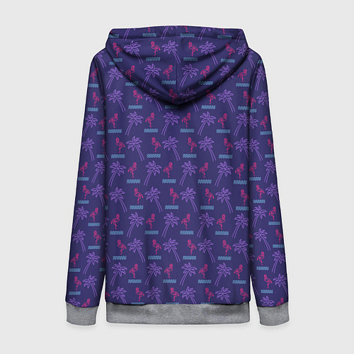 Женская толстовка на молнии Пара розовых фламинго и пальмы / 3D-Меланж – фото 2