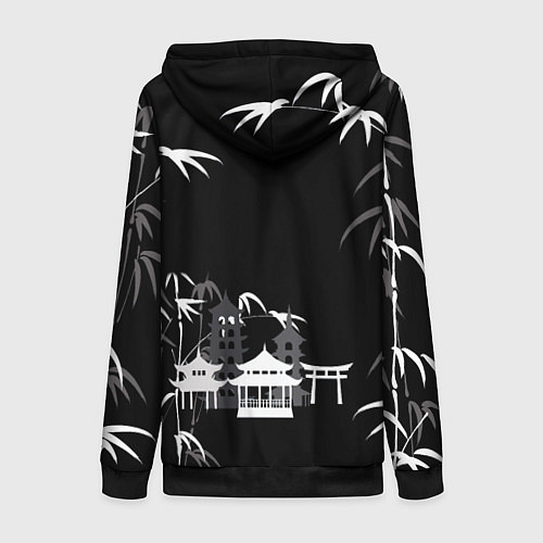 Женская толстовка на молнии Кунгфу панда круглый значок / 3D-Черный – фото 2