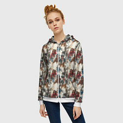 Толстовка на молнии женская Акварель -мотогонщики, цвет: 3D-белый — фото 2