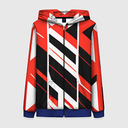 Женская толстовка на молнии Black and red stripes on a white background